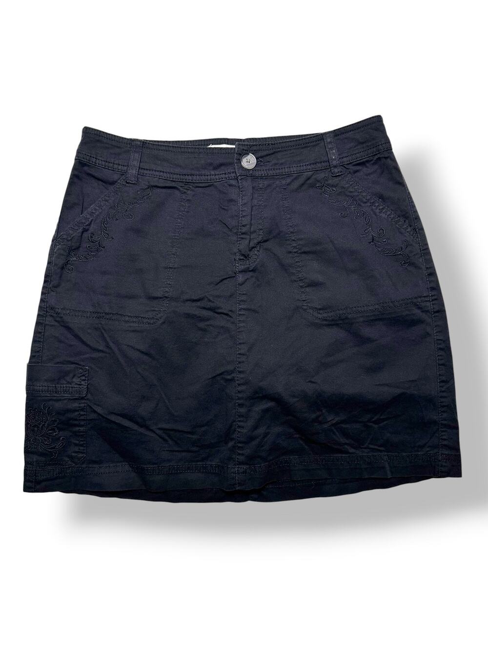 Croft & Barrow Black Embroidered Cargo Mini Cotton-Stretch Skorts Size 6